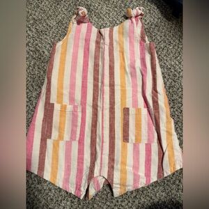 GAP Girls Striped Knot-Shoulder Romper in Pink, Yellow & Brown